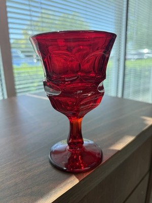 One (1) Fostoria HFM Argus Ruby Red 10 oz Water / Wine Glass 6 1/4  Pristine