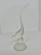 Vintage MCM Viking Glass Crystal Satin Long Tail Bird 8.75 1311 Stunning