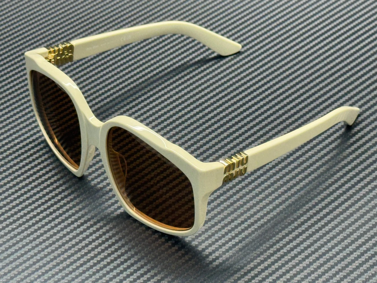 Miu Miu — MIU MIU MU A07S 21D901 White Milk Brown Women's 59 mm Sunglasses