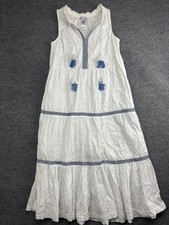 Tommy Bahama Dress Womens Small White Tassel Maxi Sundress Boho Resort