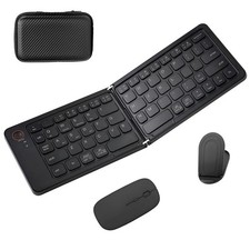 Foldable Keyboard and Mouse, Folding Keyboard Mouse Combo with Travel Case,Bl...