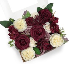 Burgundy Artificial Flowers Combo for DIY Wedding Bouquets Dusty Rose Cream