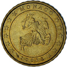 [#1026659] Monaco, Rainier III, 10 Euro Cent, 2003, Paris, AU(55-58), Brass, Gad