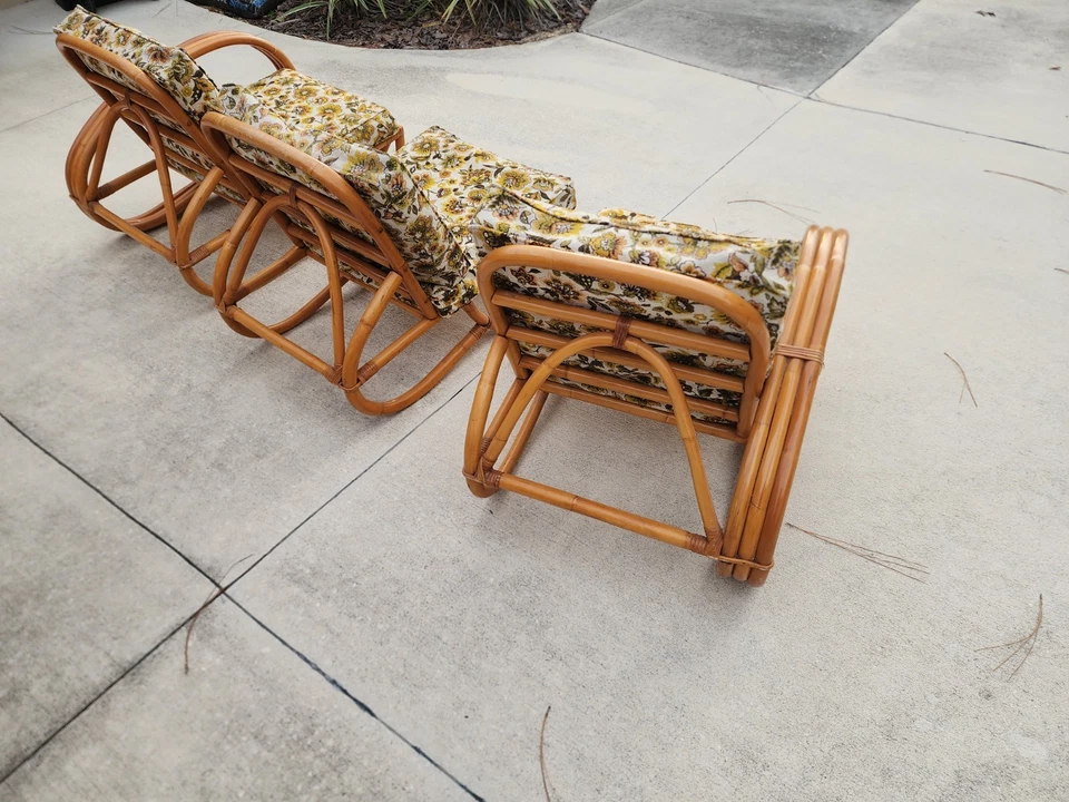 Sofá vintage de mimbre/bambú Foto 2 de 4