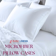 Microfiber PillowCases 42x34" Standard Size White Hotel Quality Bulk Linens Soft