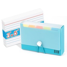 Teal 3x5 Index Card Case with Ruled Index Cards, Dividers, Organizer and Holder