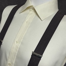 Trafalgar Suspenders Braces Gray Black Herringbone Chevron Button Y Back