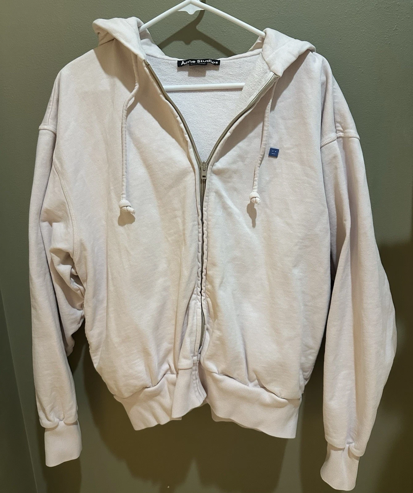 Felpa con cappuccio Acne Studios rosa morbida con zip logo patch cotone XS COSÌ CARINA!