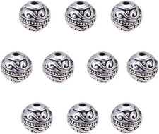 8Mm round Spacers Beads, 60Pcs Tibetan Alloy Metal Charms Beads Antique Silver M