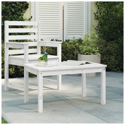 Gartentisch weiß Kiefernholz 82,5x50,5x45cm rustikal Terrasse klein Mini Esstisch