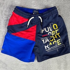 Polo Ralph Lauren Swim Trunks Boys Toddler 5 Navy Blue Red Yacht Race Colorblock