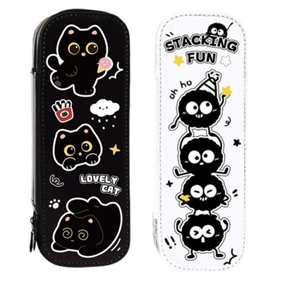 Permanent PU School Pencil Bag Two Layer Plan For Organizing Writing Materials