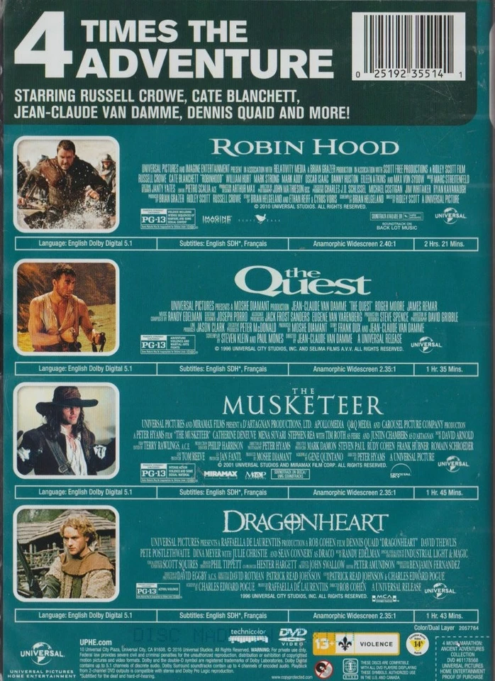 Robin Hood (2010) The Quest (1996) The Musketeer (2001) Dragonheart (1996) - Image 2 of 2