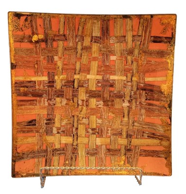 Laure Wilder Art Glass Plate Signed 2008 'Red Woven' Numbered Limited Edit 10×10