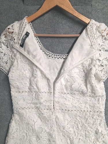 Fashion Union White Crocheted Short Sleeve Dress Size 8 Junior - Picture 6 of 13