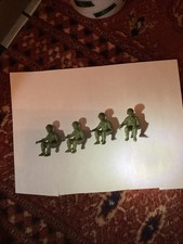 Marx vintage WWII Battleground seated Soldier Lot Of 4 Plastic Toy figures