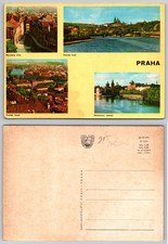 Vintage PRAHA Postcard - Prague Castle, Neruda Street, Vltava River Views
