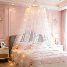 Bed Canopy with Lights White Bed Canopy for Girls Princess Canopy Bed Curtains