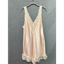 Vintage Lily of France Satin Lace Slip Dress Pink Coquette Soft Girl Romantic M