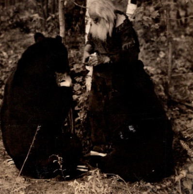 Antique Postcard RPPC Spikehorn Meyer With Two Bears Harrison MI Upper Peninsula