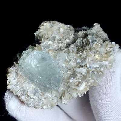 65G Beautiful layered mica coexists with large three-dimensional sea blue treasu