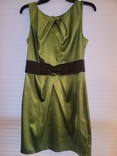 Romantic Kelly Green Satin BCX Cocktail Dress Size 9 With Belt Y2K Preppy prom