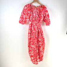 Sheike womens wrap dress 10 red floral short sleeve Vneck midi cotton 121620