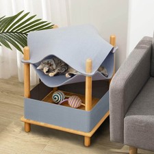2-Tier Elevated Cat Bed Cat Tower w/ Dual-Layer Felt Fabric Top Condo Hammock