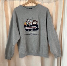 Vintage Warner Bros. Studio Store Looney Tunes Embroidered Grey Sweatshirt