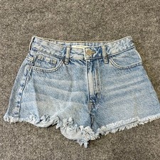PacSun Denim Shorts Womens Size 25 Blue High Waisted Frayed Hem Cotton Cutoff