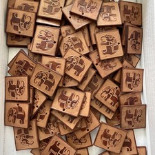 105x Elephant Embossed Craft Key Bag Charm Zipper Pull Vegetable Tanned Leather
