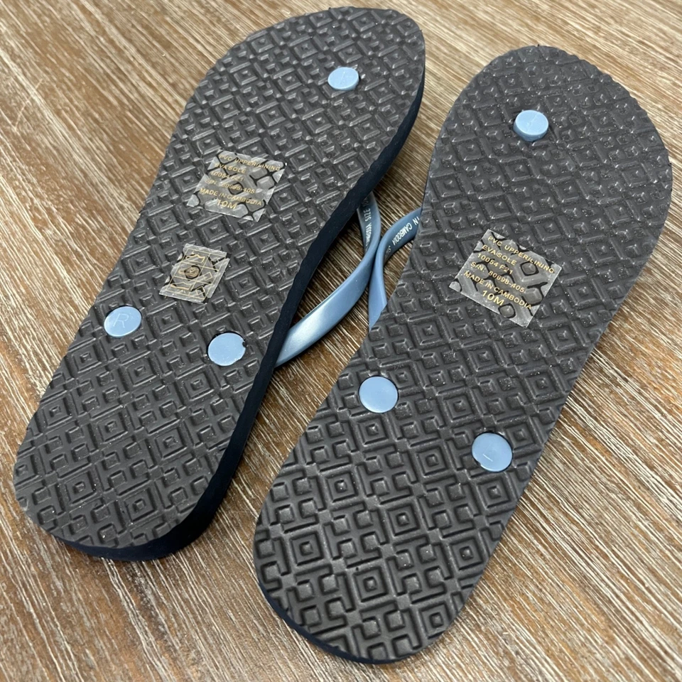 Chanclas Tory Burch Logo Geométrico Azul Blanco Dorado Talla 10M Nuevas sin Etiquetas Foto 3 de 4