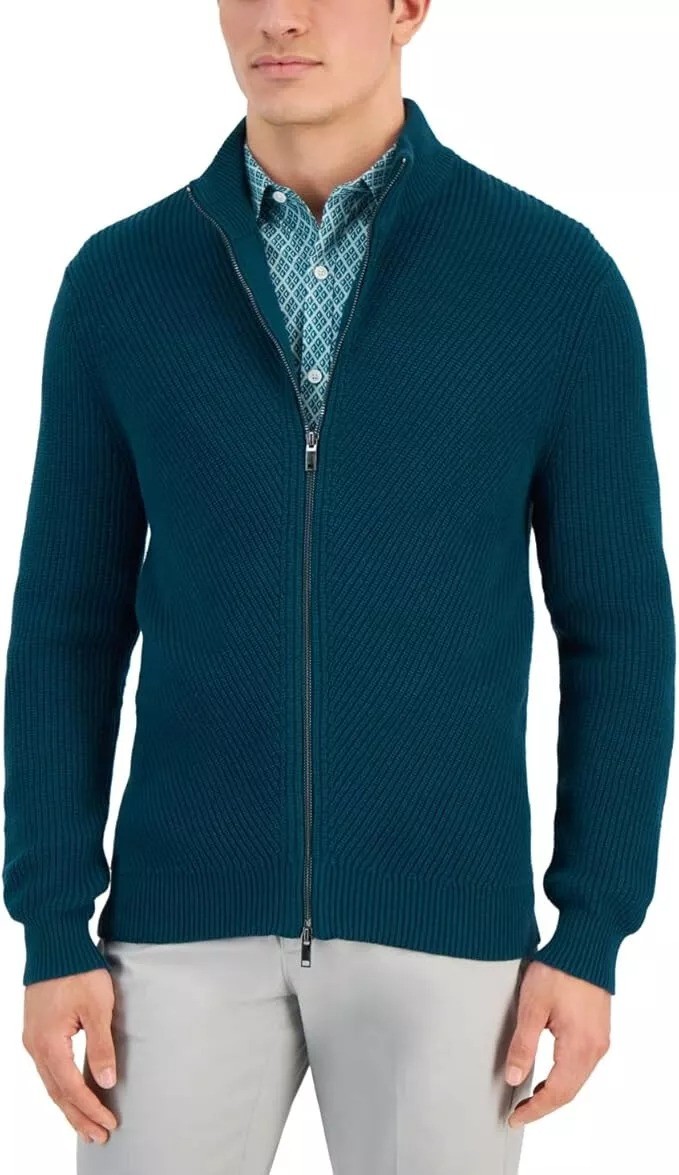 Мужская куртка-свитер Alfani с застежкой-молнией спереди, темно-синий-2XL