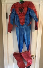 Marvel Spider-Man Padded Costume Youth Large 10-12 Muscles Mask Boot Tops Gloves