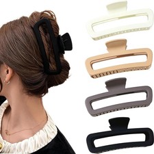 4 PCS 5 Inch Large Square Claw Clips Thick Hair Unbreakable Neutral NoSlip