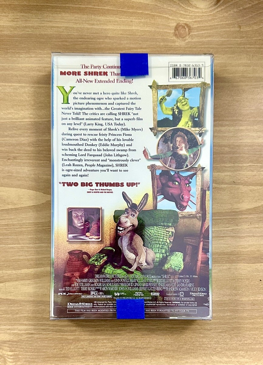 VHS ~ Shrek ~ Color ~ FS ~ PG ~ 93 Mins. ~ 2001 ~ !L🟢🟢K! | eBay