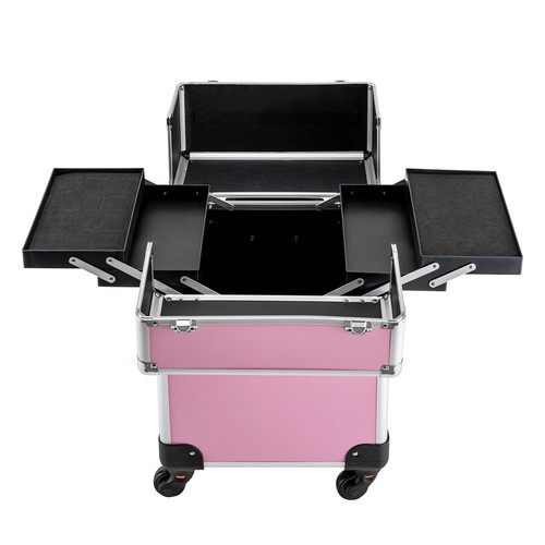 Valigetta treno rotante rosa trolley alluminio organizer cosmetico professionale scatola nuova - Foto 11 di 14