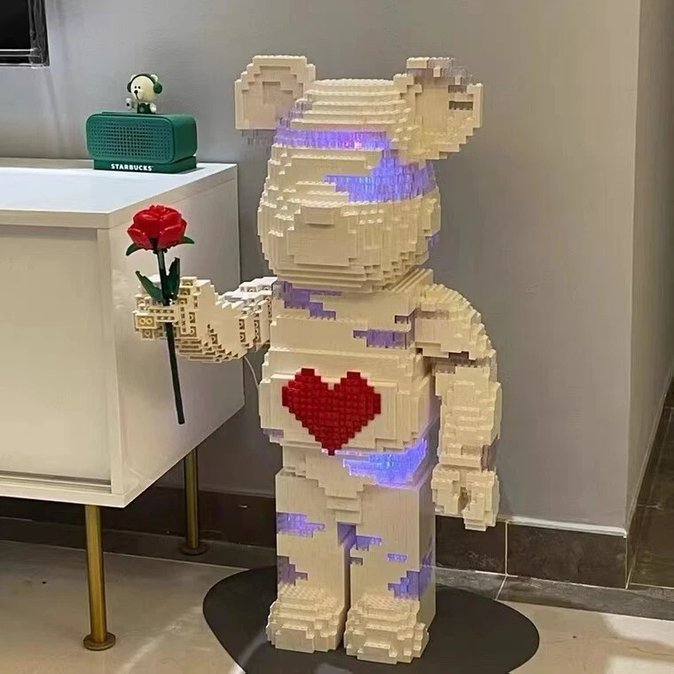 Giant Lighting up 1000% Bearbrick made with real bricks pieces Sneakerhead Gifts - Image 4 of 4