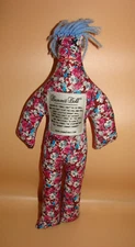 DAMMIT DOLL Red Floral Blue Hair 12"