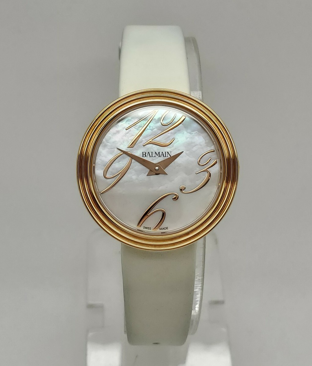 Balmain Opera B13792284 Rose Gold White MOP Dial Satin Band Swiss Womens  Watch