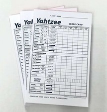 Yahtzee Score Card Pad Sheets Dice Game-One-Sided Front 300 Sheets -Print USA 