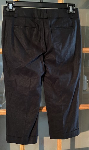 NWT New York and Company Black 5th Avenue Straight Leg Linen Crop Pants Size 2 - Picture 2 of 5