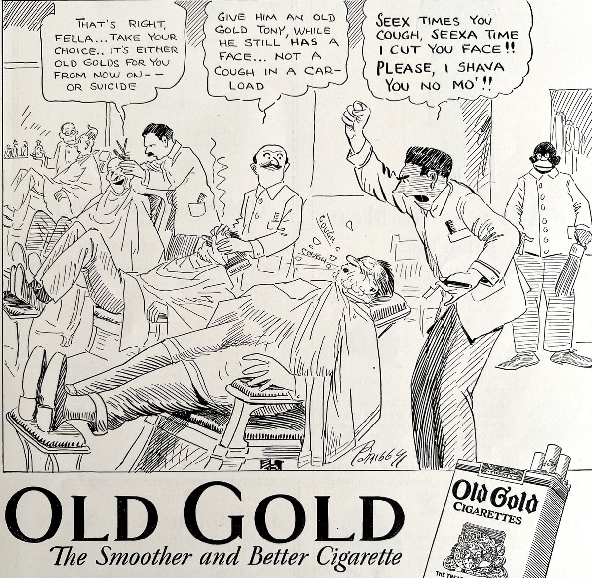 Old Gold Cigarettes Barber Comic 1929 Advertisement Tobacco DWCC14