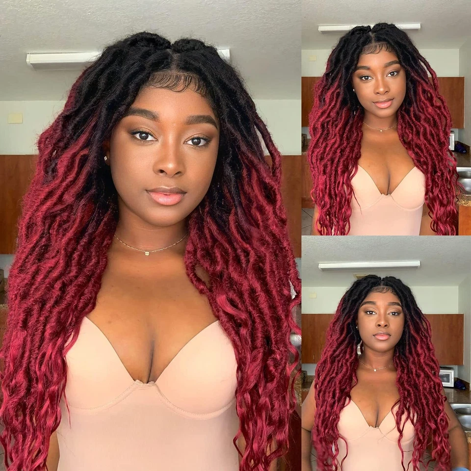 24inch Full Lace Faux Locs Wigs for Black Women Goddess Faux Locs Crochet Hair  - Image 4 of 4