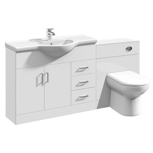 Vanity Unit Combined Sink Toilet Bathroom Suite Furniture Set Pan Cistern White - Picture 7 of 44
