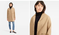 EVERLANE Camel Tan Beige The Cocoon Oversize Long Trench Coat 2 = S Wool Blend