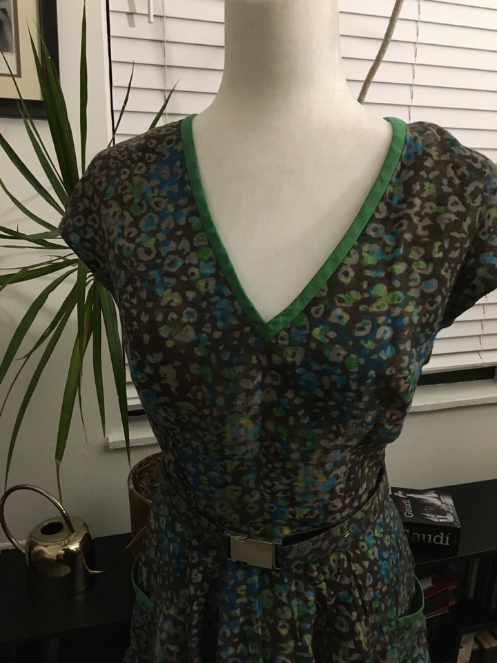 Vestido 0-1 Mark New York Andrew Mark Verde Multicolor Manga Gorra, Talla 6 Foto 2 de 4