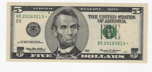 1999 Five 5 Dollar Star Note Richmond Rare