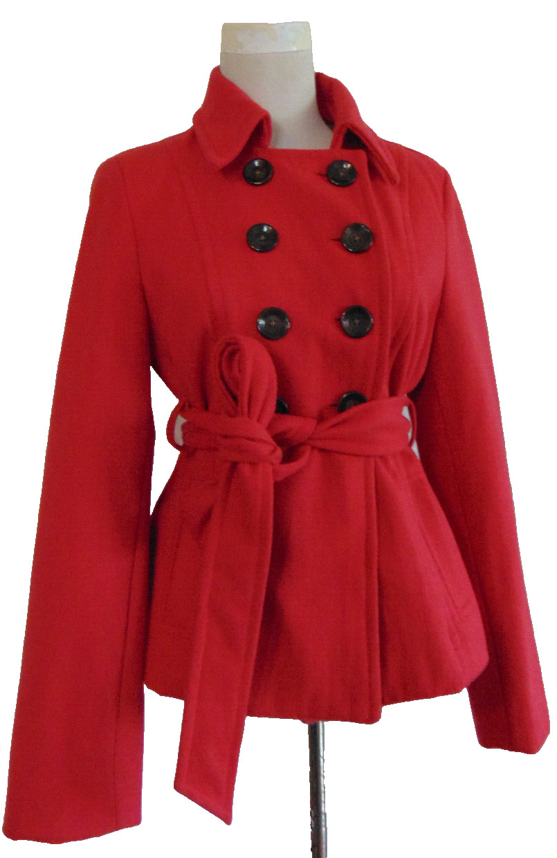 OLD NAVY WOMENS PINK DOUBLE BREAST COAT JACKET SHORT TRENCH DARLING PEACOAT~XS/S