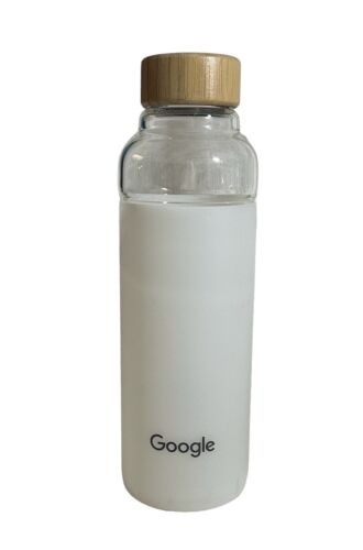 Google Glass Bottle with white silicone exterior bamboo lid BPA-free 18 oz. - Picture 1 of 8